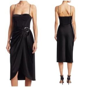 Jonathan Simkhai Crepe Satin Combo Bustier Dress Black Sz 6